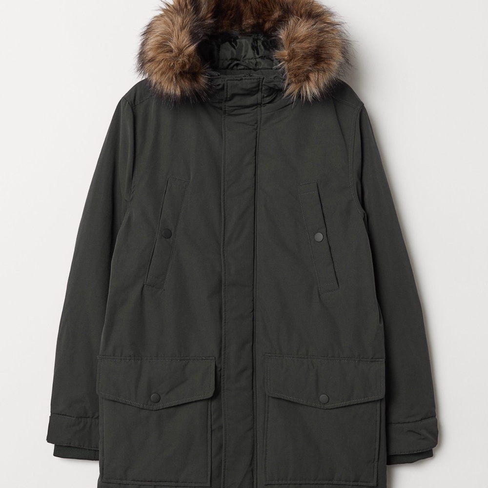 H&M Padded Parka Dark Bluish Green S Like New